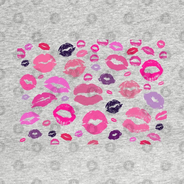 Kissing Lips Pattern in Pink by Hispaniola-Fineart